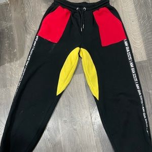 I.Am.Gia black, red, and yellow color block sweatpants Size L